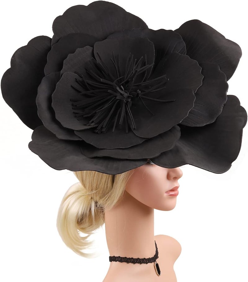 LDFWAY Large Flower Fascinators for Girls Women Tea Party Cocktail Headwear Derby Hats with Headband and Clip for Wedding - Image 2
